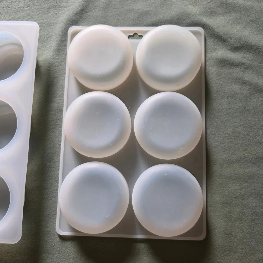 Set of 2 Round Silicone Molds for Wax Melts Soap and Resin Crafting 6 Cavity